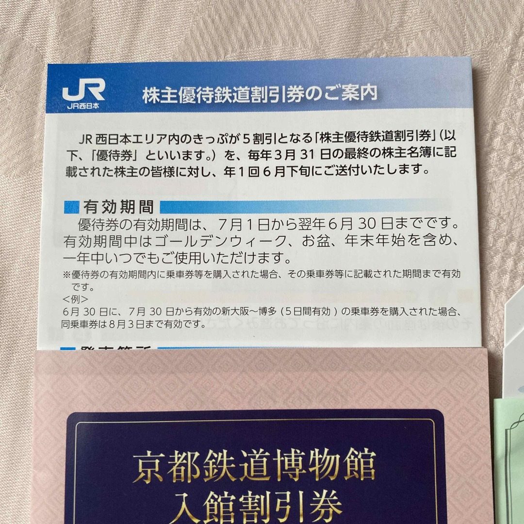 JR西日本　株主優待鉄道割引券2枚 2