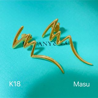 希少TIFFANY&Co.ティファニースクリブル ピアスK18 ジグザグ-