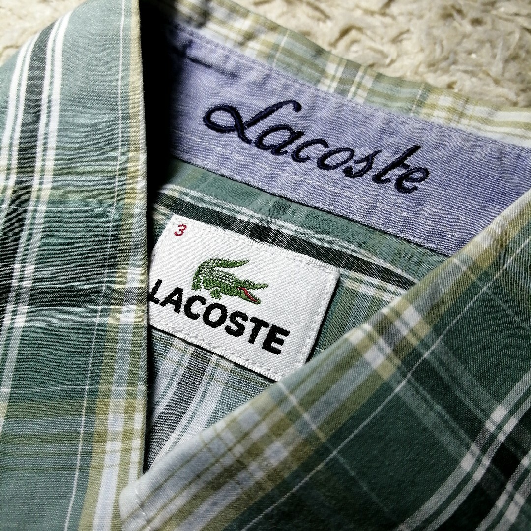 ◆LACOSTE◆半袖 シャツ オールドチェック くすみカラー 良品 7