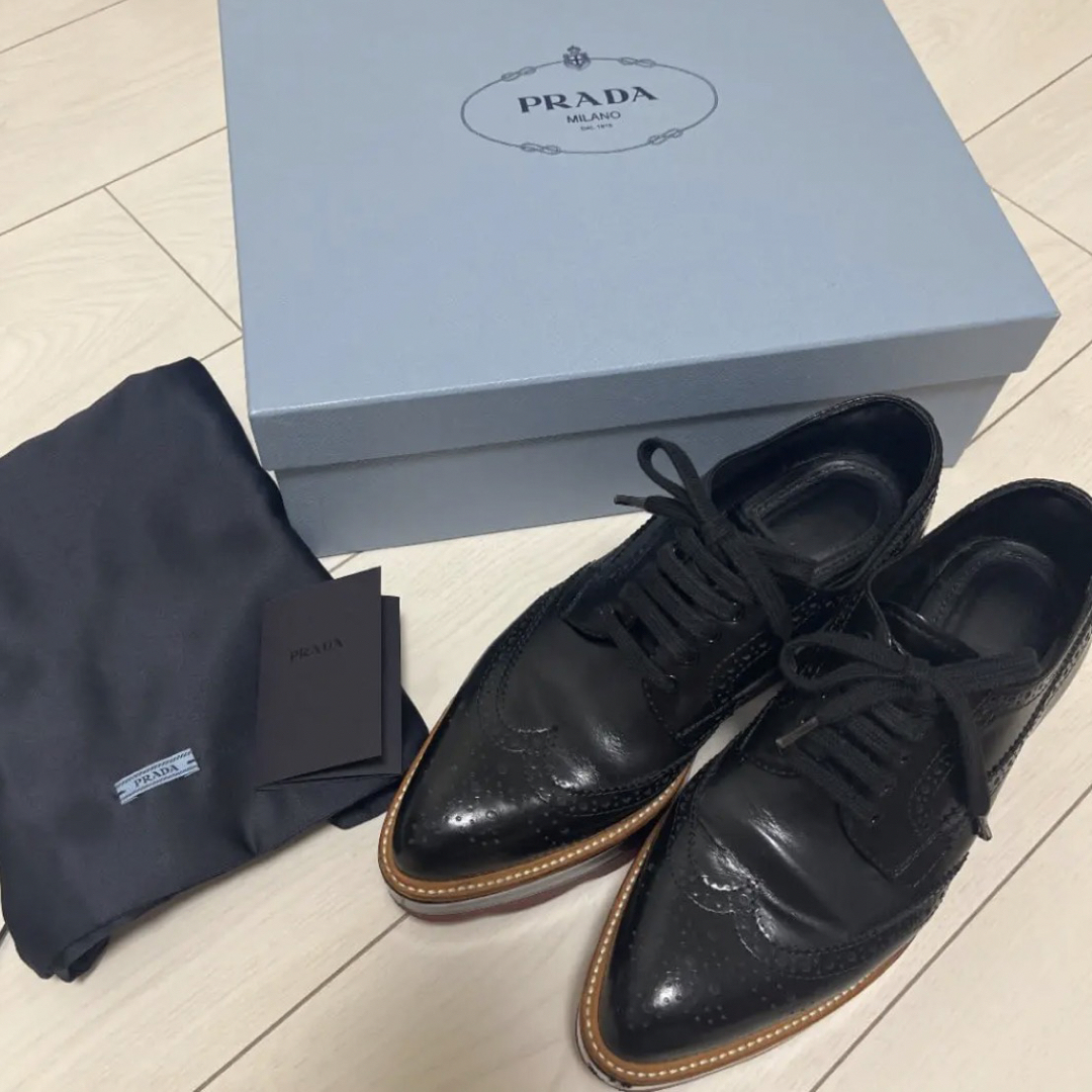 PRADA プラットフォーム　レースアップシューズレディース