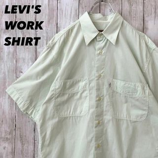 リーバイス(Levi's)のアメリカ古着　LEVI'S リーバイス　半袖刺繍ロゴワークシャツ　サイズSオフ白(シャツ)