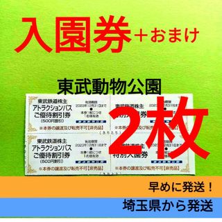 【2枚】東武動物公園　入園券2枚＋α(その他)