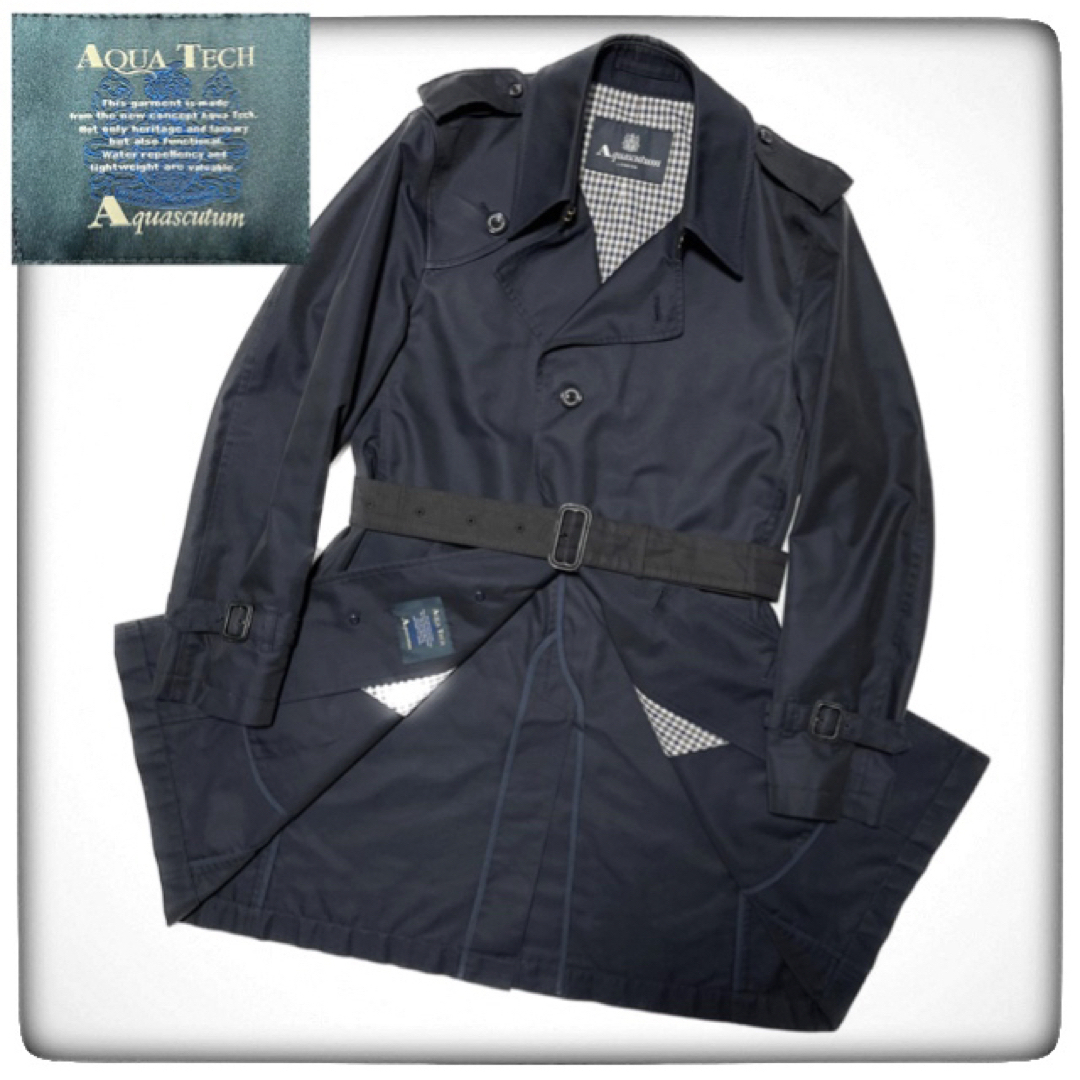 【美品】Aquascutum CURTISチェックトレンチコートAQUATECH