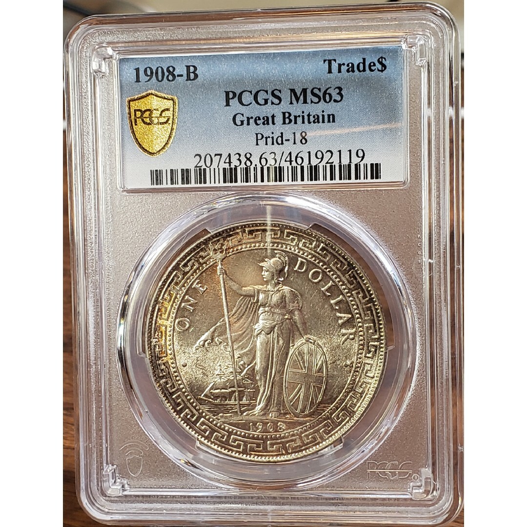 1908 イギリス 貿易銀 1ドル NGC MS63 エンタメ/ホビーの美術品/アンティーク(貨幣)の商品写真