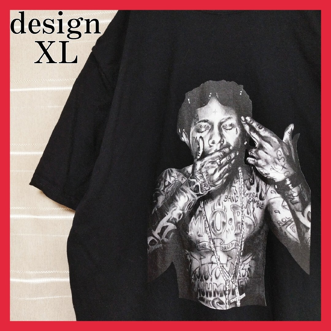 人物アートTシャツtシャツ大判グラフィックプリントUS黒XLデザインタトゥー