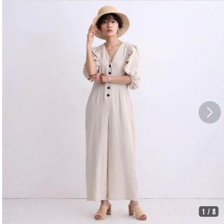 日本製 カデュネ パフ袖 麻 大人のサロペット オールインワン - 通販