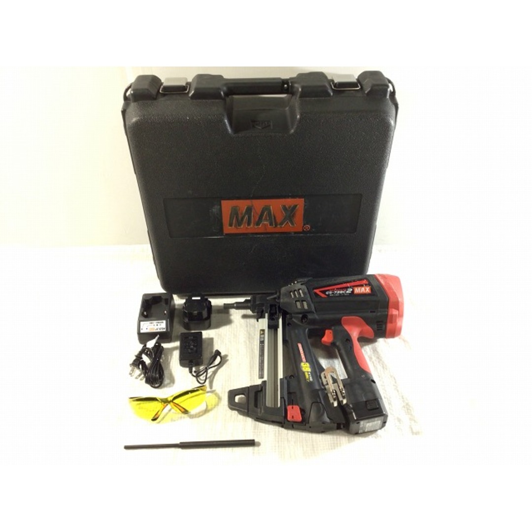 ☆中古品☆MAX マックス 6V ガスネイラ GS-738C2 バッテリー2個(6V 1.5
