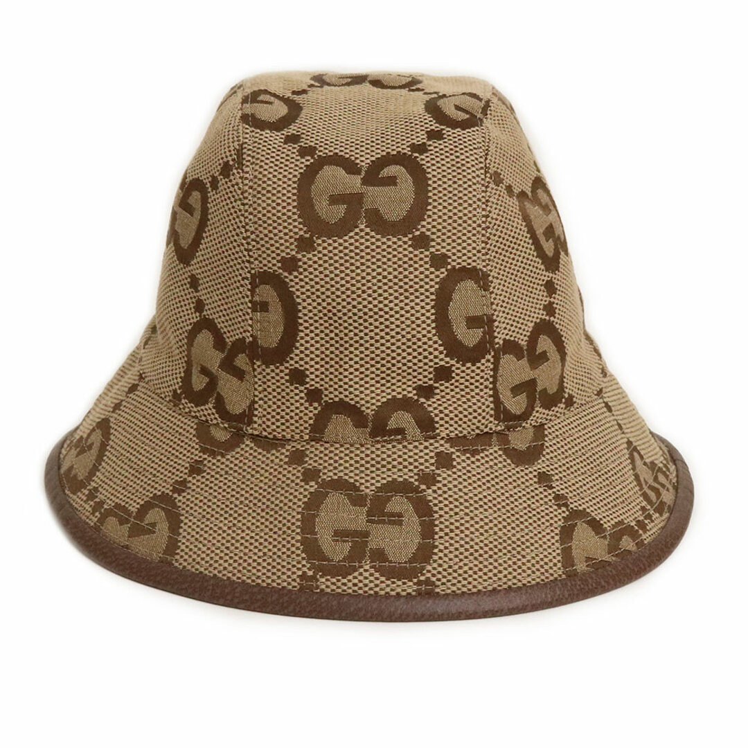 グッチ ジャンボ ​GG バケットハット 帽子 M #57cm GGキャンバス コットン ポリエステル キャメル エボニー ブラウン ベージュ 茶  681256 GUCCI（新品・未使用品） | フリマアプリ ラクマ