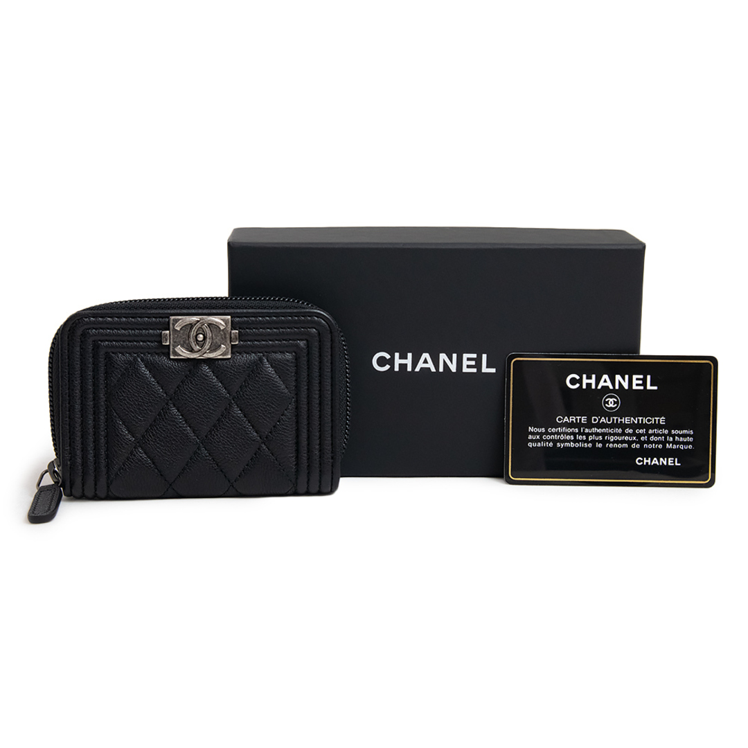 シャネル BOY CHANEL ボーイシャネル ジップ コインパース コインケース 小銭入れ 財布 ラムスキン レザー ブラック 黒 A80602  箱付 CHANEL（新品・未使用品）