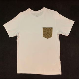 コーチ(COACH)のCoach シグネーチャー ポケットTシャツ 白 M コーチ モノグラム 半袖(Tシャツ/カットソー(半袖/袖なし))