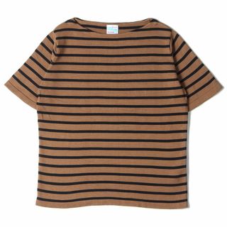 Letroyes ルトロワ ボーダー ニット サイズ:2 ハイゲージ コットン バスク LETROYS-C/C1 ボートネック 半袖 Tシャツ ベージュ トップス カットソー ブランド カジュアル【メンズ】【中古】【美品】(Tシャツ/カットソー(半袖/袖なし))