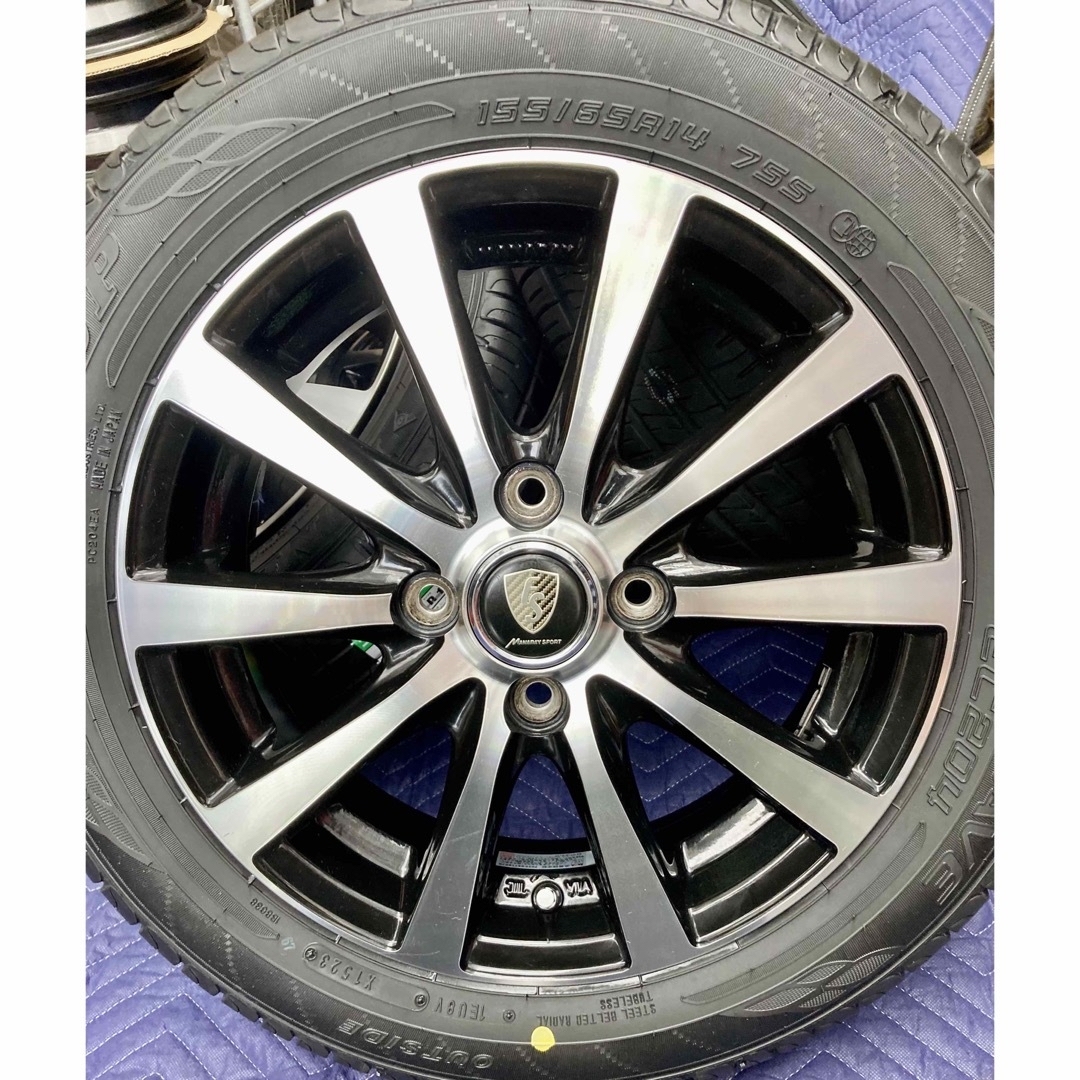 ㊺155/65R14 新品ダンロップタイヤ4本と美品ホイールとナット付き