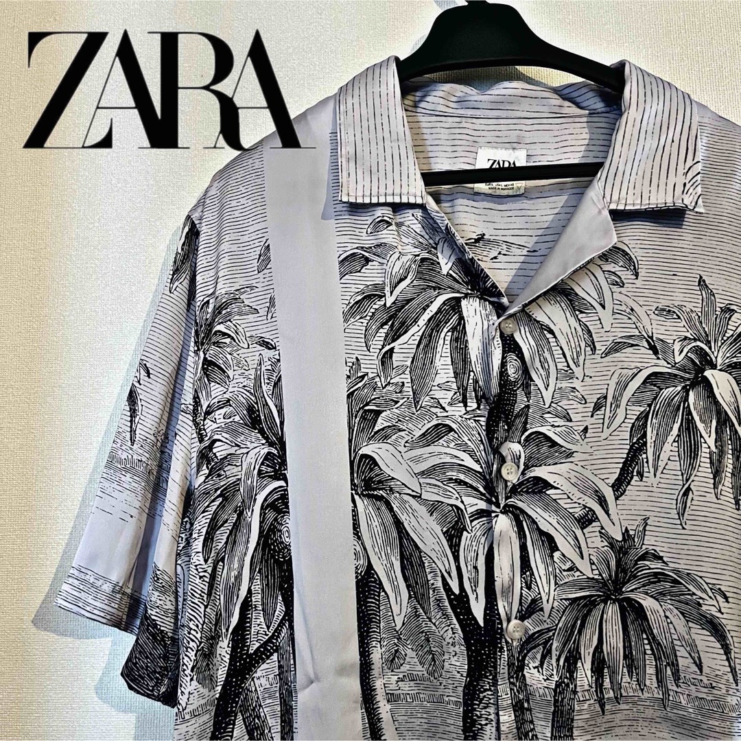 ZARA(ザラ)のZARA パームツリー オープンカラー シャツ サテン メンズのトップス(シャツ)の商品写真