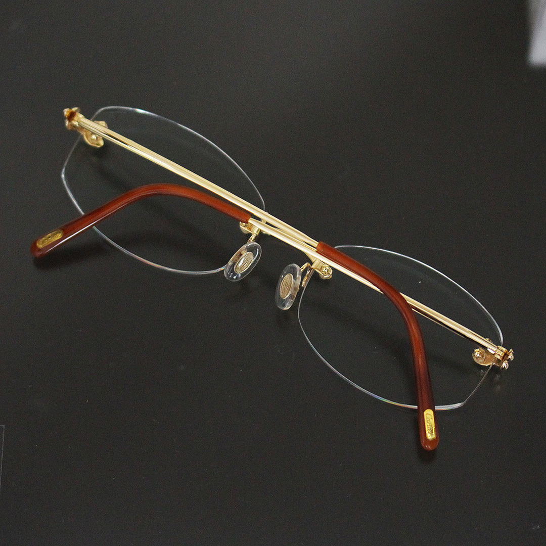 カルティエ メガネ 750 K18 レンズ度入 眼鏡 アイウェア E0347