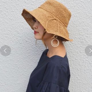 シップス(SHIPS)の値下げ★美品★ships ペーパー細編みハット 麦わら帽子 リボン(麦わら帽子/ストローハット)