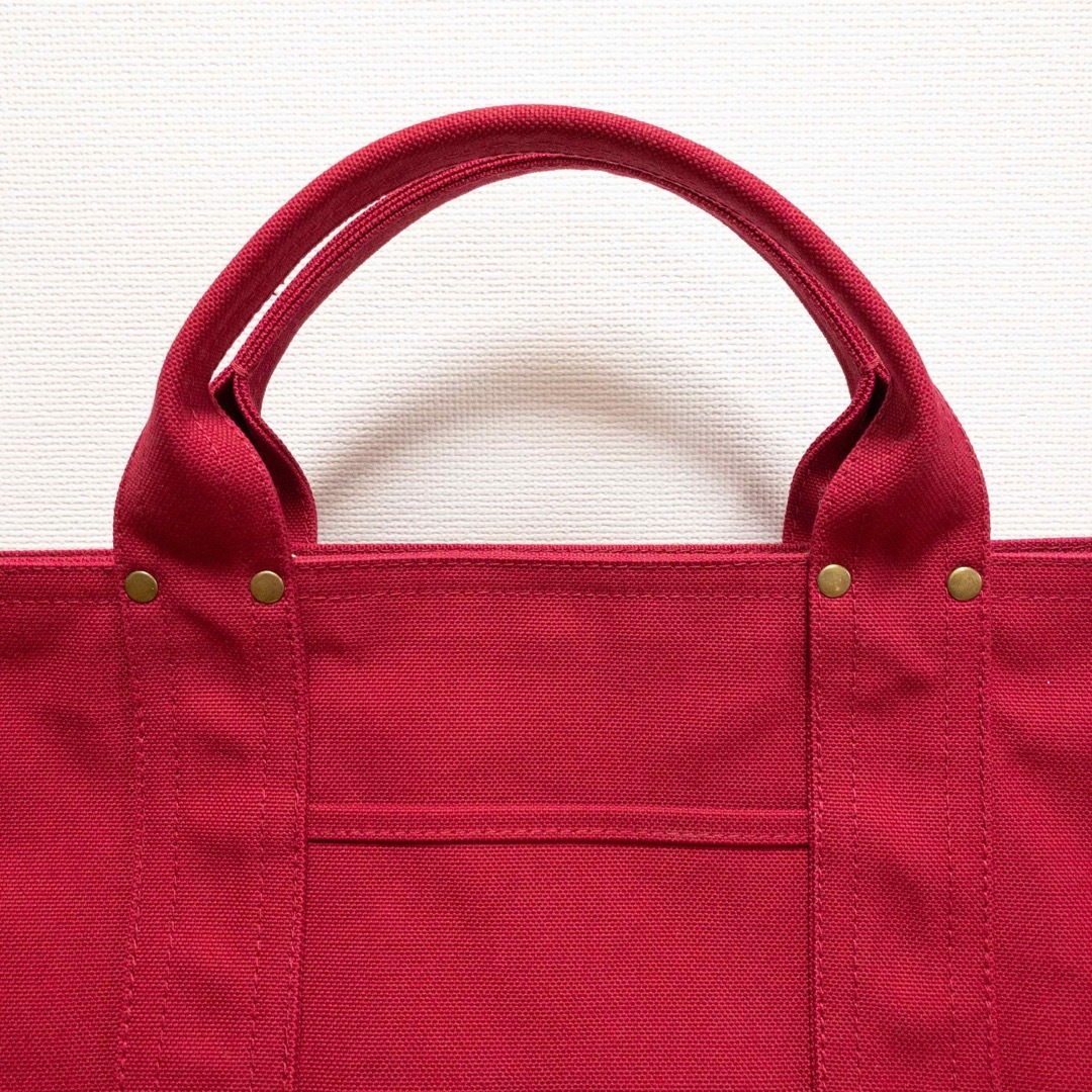 ハンドメイド　帆布A5トートバッグ　赤 ハンドメイドのファッション小物(バッグ)の商品写真