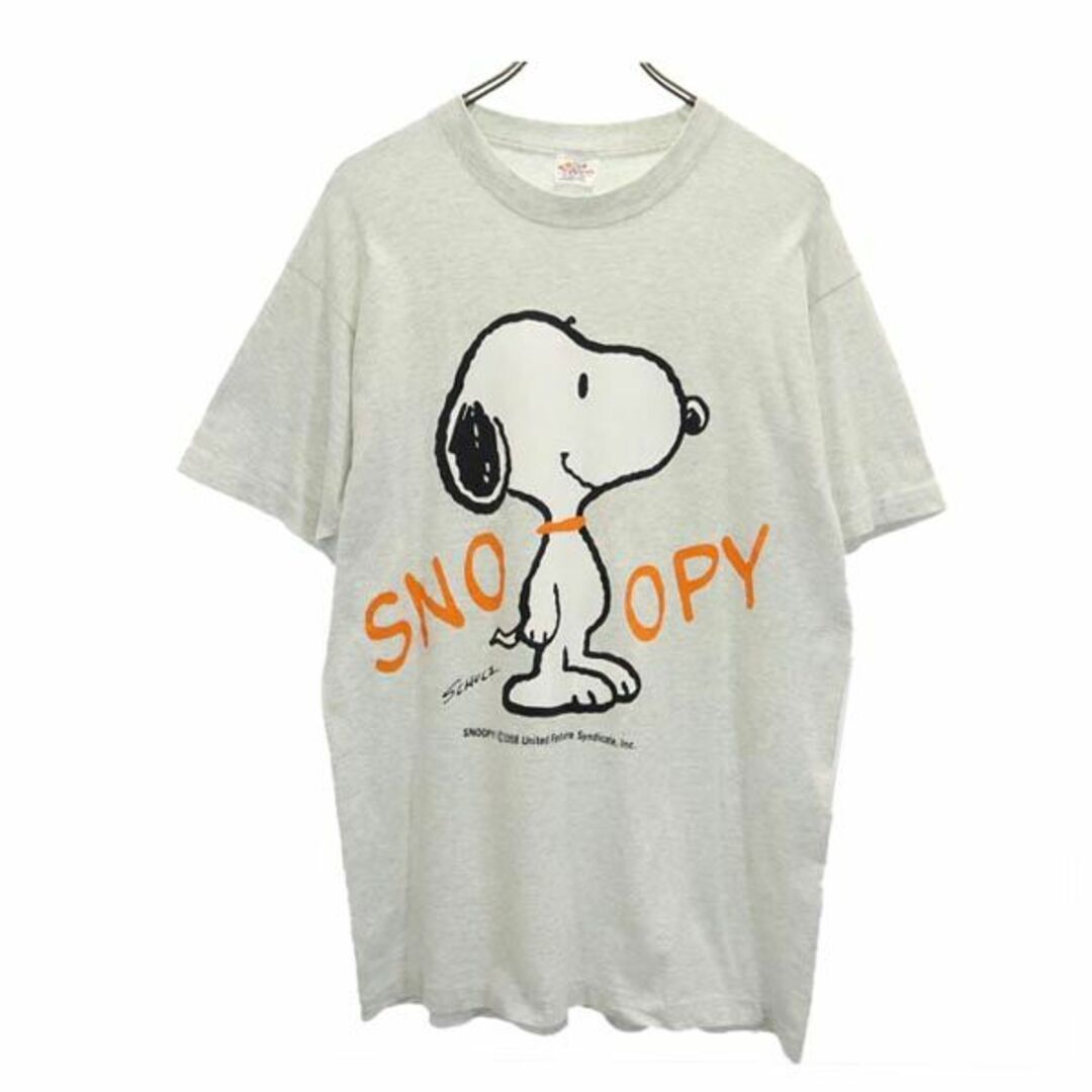 ピーナッツ 90s オールド USA製 SNOOPY 半袖 Tシャツ グレー系 PEANUTS メンズ   【230701】