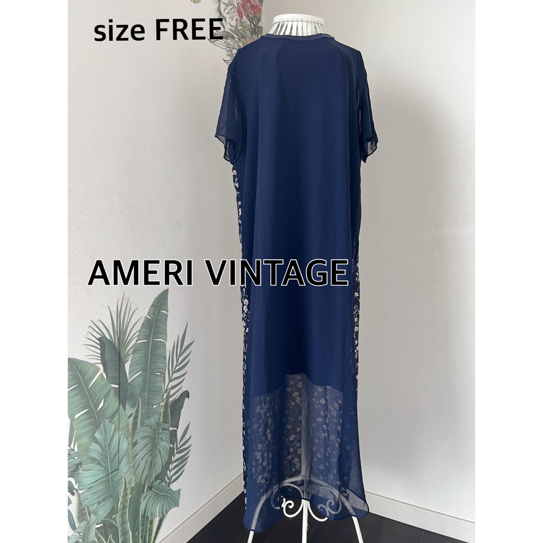 AMERI VINTAGEアメリヴィンテージ　花柄シフォンフレアロングワンピースレディース