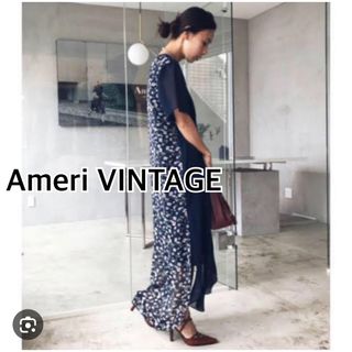 AMERI VINTAGEアメリヴィンテージ　花柄シフォンフレアロングワンピースレディース