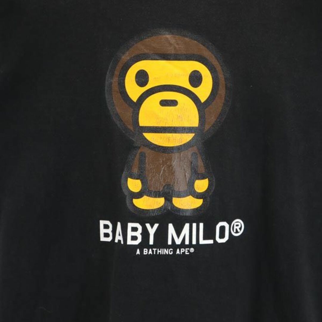 アベイシングエイプ 日本製 プリント 半袖 Tシャツ L ブラック A BATHING APE ロゴ メンズ 【中古】 【230701】 メール便可