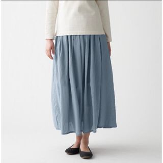 ムジルシリョウヒン(MUJI (無印良品))の無印良品　洗いざらし強燃ギャザースカート　xs~s (ロングスカート)