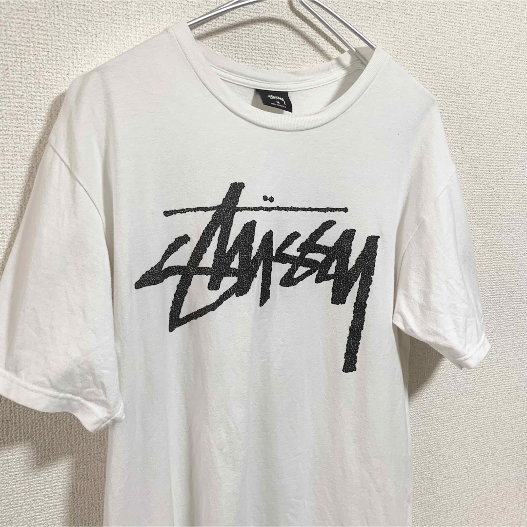 ステューシー Tシャツ メンズM 白 黒 メキシコ製 ビッグロゴ デカロゴ