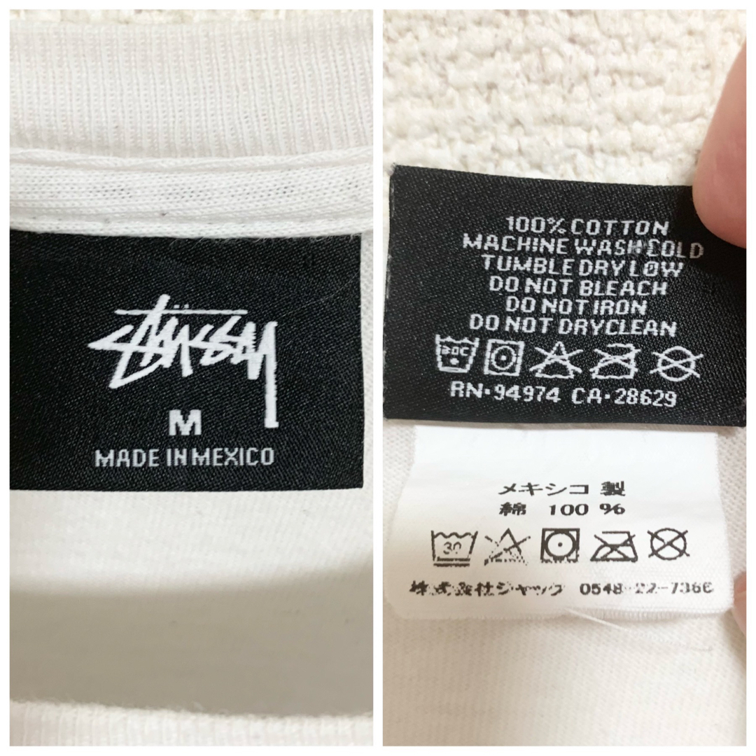 STUSSY - ステューシー Tシャツ メンズM 白 黒 メキシコ製 STUSSY - ステューシー Tシャツ メンズM 白 黒 メキシコ製