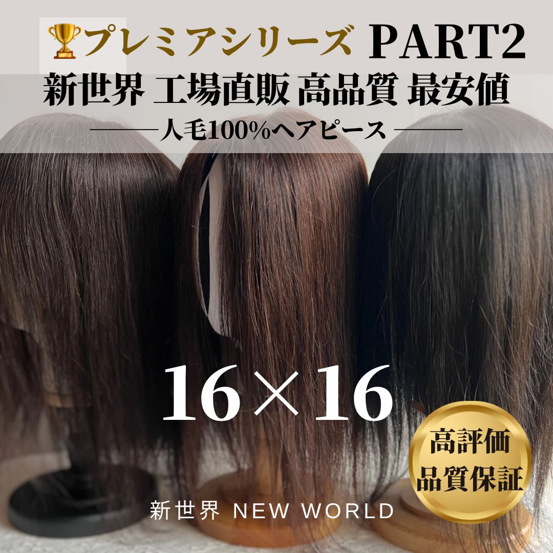 最新生産新世界ヘアピース☆高級人工肌9*14総手植え50㌢〜円形脱毛症