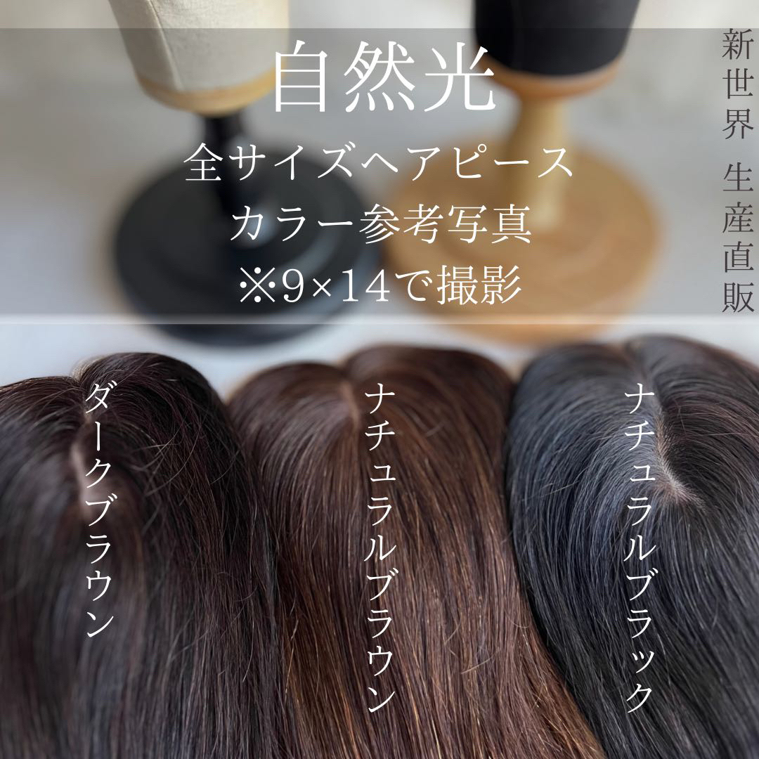 最新生産新世界ヘアピース☆高級人工肌9*14総手植え50㌢〜円形脱毛症