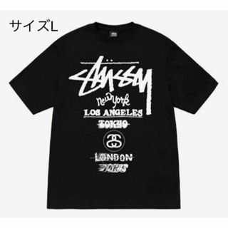 ステューシー(STUSSY)の【新品】stussy Tシャツ　サイズL ブラック ツアー(Tシャツ/カットソー(半袖/袖なし))