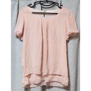 グローブ(grove)のペールピンク　シフォントップス(カットソー(半袖/袖なし))