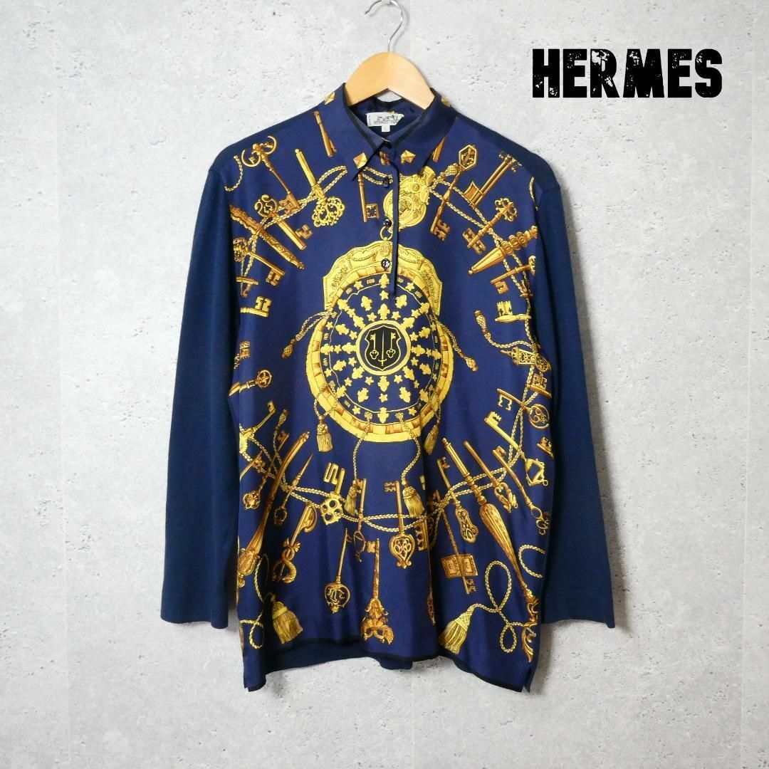 新素材新作 良品 HERMES ブラウス シャツ 長袖 カシミヤ混 シルク