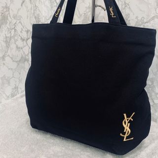 イヴサンローラン(Yves Saint Laurent)のイヴ サンローラン　トートバッグ　キャンバス　ロゴ刺繍　ゴールドロゴ　ブラック(トートバッグ)