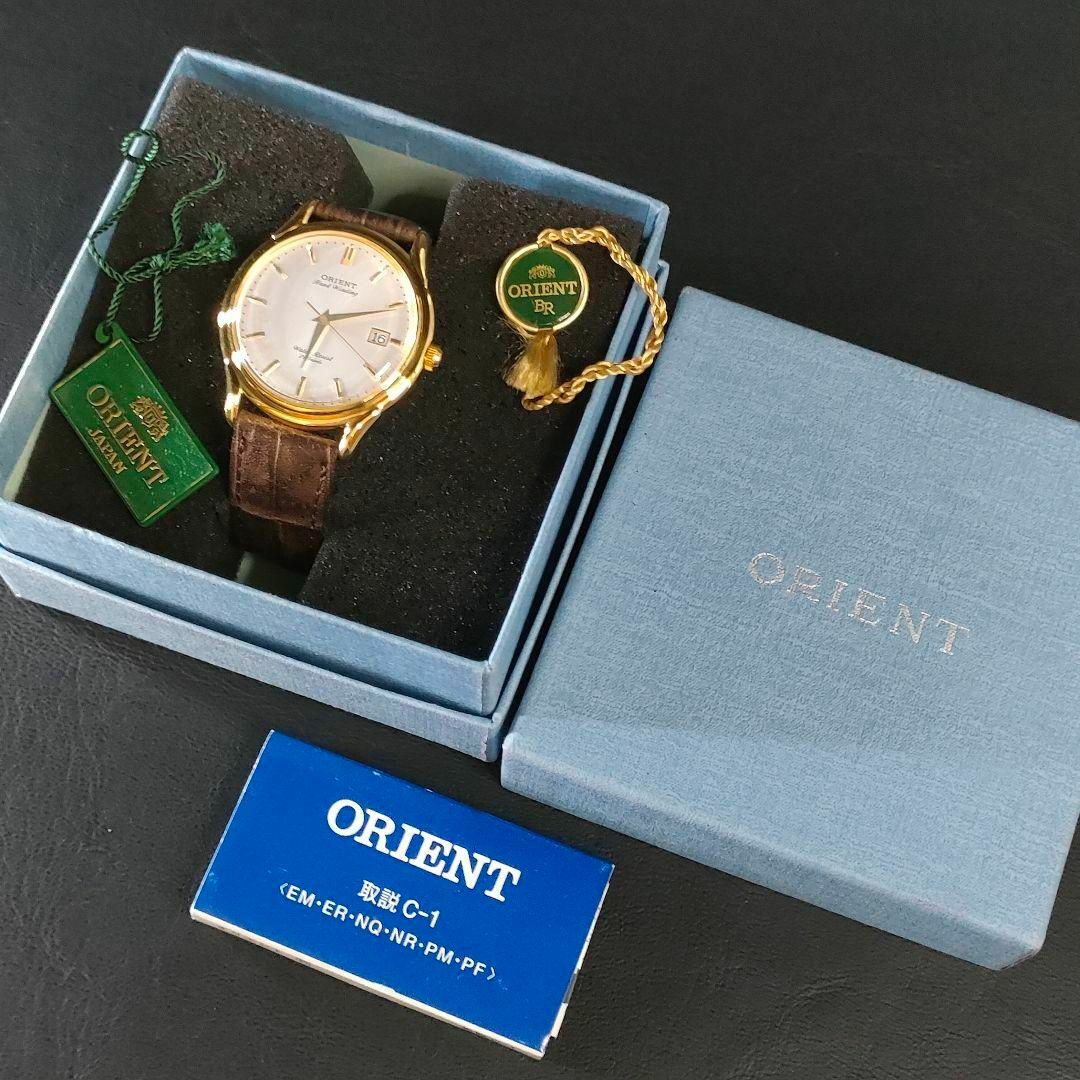 希少美品【稼働品】ORIENT オリエント ホワイト ゴールド