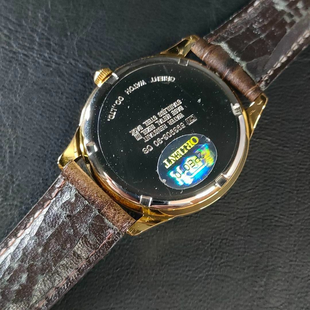 希少美品【稼働品】ORIENT オリエント ホワイト ゴールド ブラウン 手巻き-
