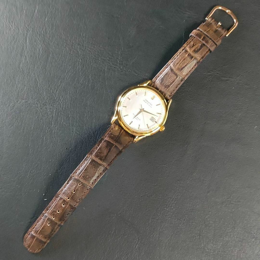 希少美品【稼働品】ORIENT オリエント ホワイト ゴールド ブラウン 手巻き-