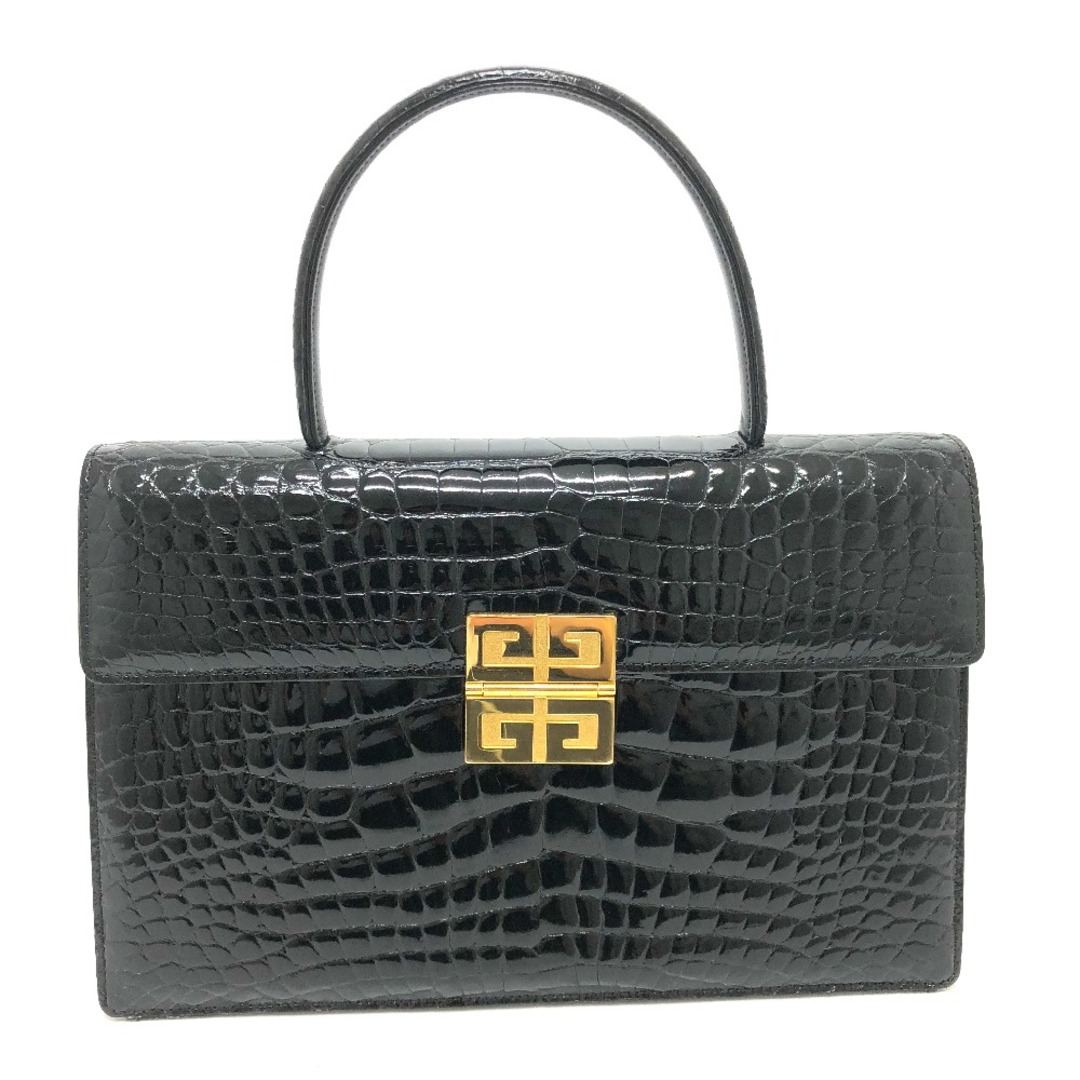 ジバンシィ GIVENCHY ロゴ金具 カバン ハンドバッグ クロコダイル ブラック