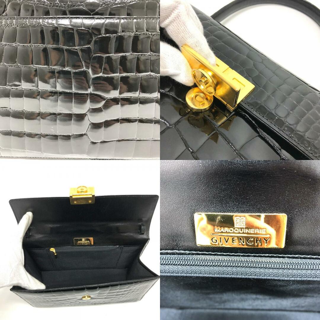 ジバンシィ GIVENCHY ロゴ金具 カバン ハンドバッグ クロコダイル ブラック