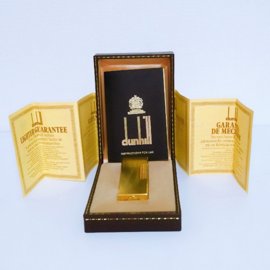 dunhill ダンヒル ガスライター ゴールド 箱入り 保証書付き - タバコ