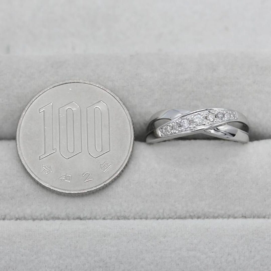 美品 ダイヤモンド 0.138ct デザイン リング K10WG A01146
