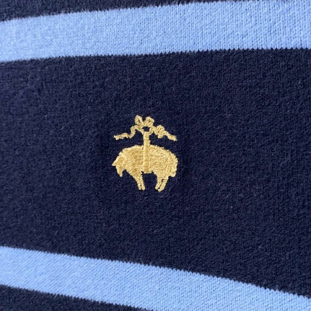 Brooks Brothers(ブルックスブラザース)のブルックスブラザーズ ラガーシャツ ボーダー 長袖 青 ネイビー 水色 刺繍 L メンズのトップス(ポロシャツ)の商品写真