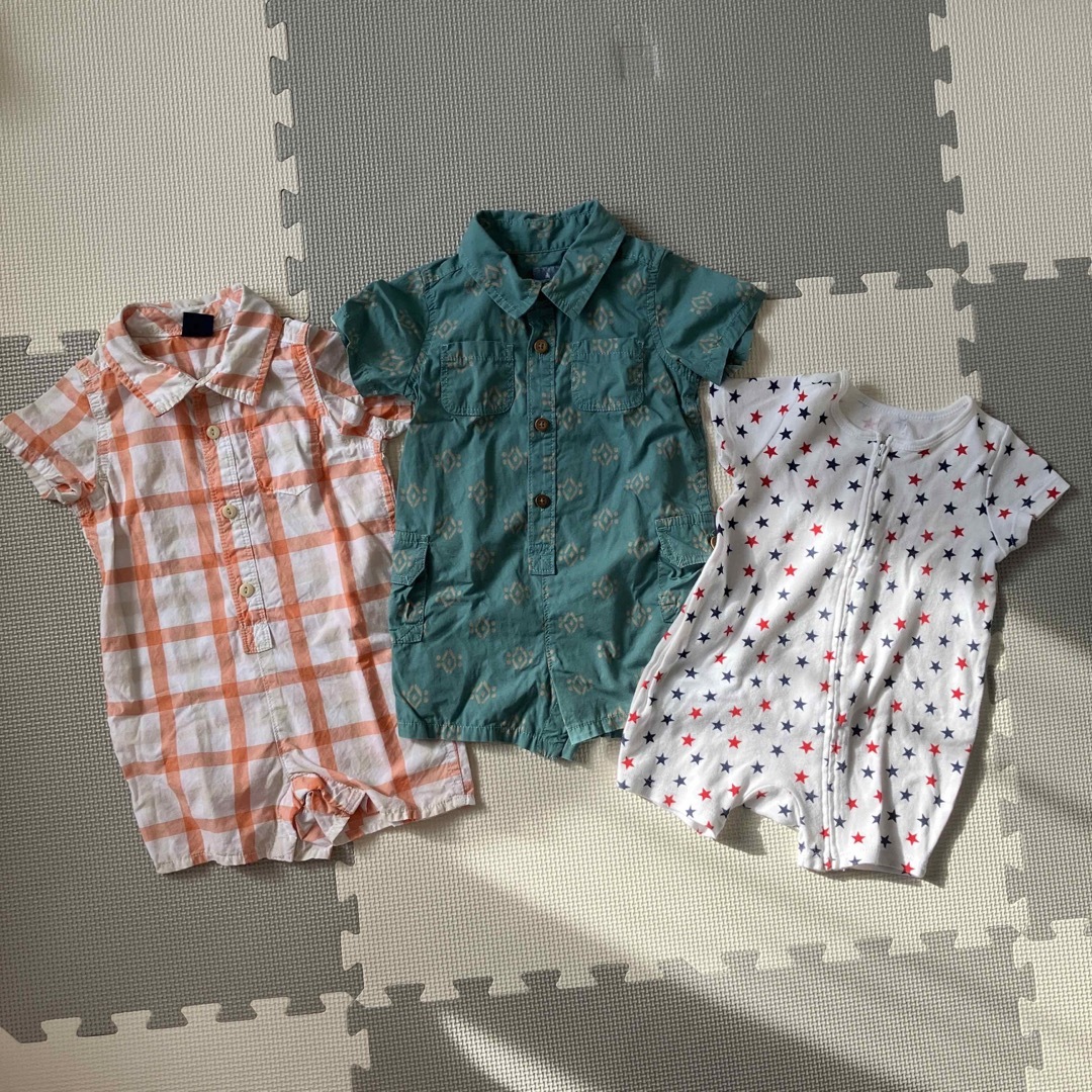 babyGAP(ベビーギャップ)のロンパース　3枚セット　カバーオール キッズ/ベビー/マタニティのベビー服(~85cm)(カバーオール)の商品写真