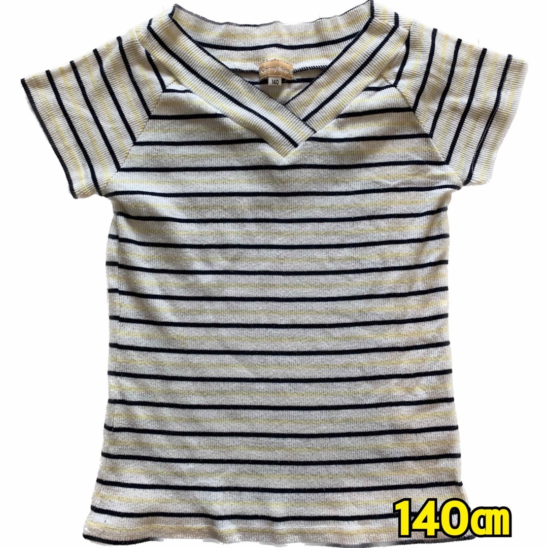 [140㎝]ボーダーニットトップス キッズ/ベビー/マタニティのキッズ服女の子用(90cm~)(Tシャツ/カットソー)の商品写真