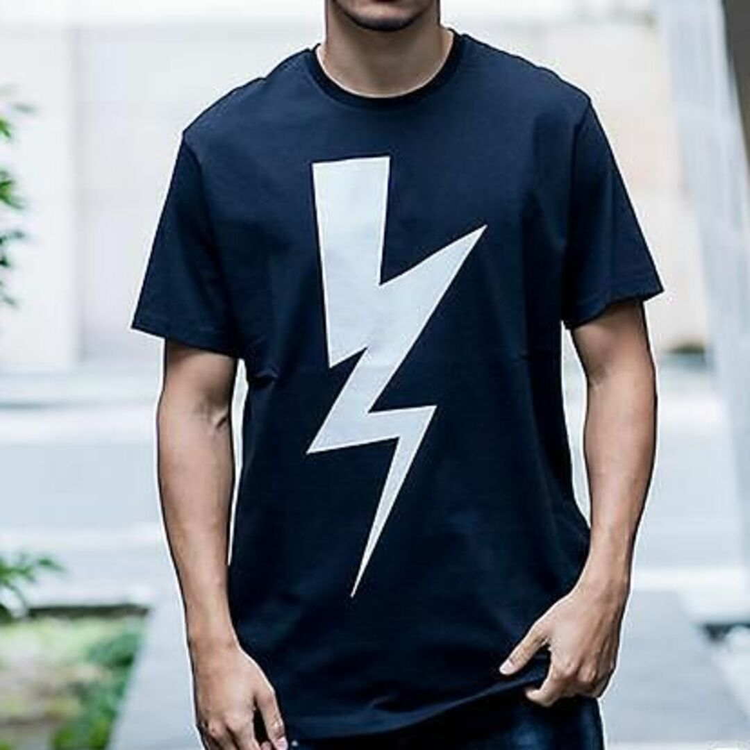 ０００極美品NEILBARRETTモノトーンサンダーTシャツTHUNDERTEE L