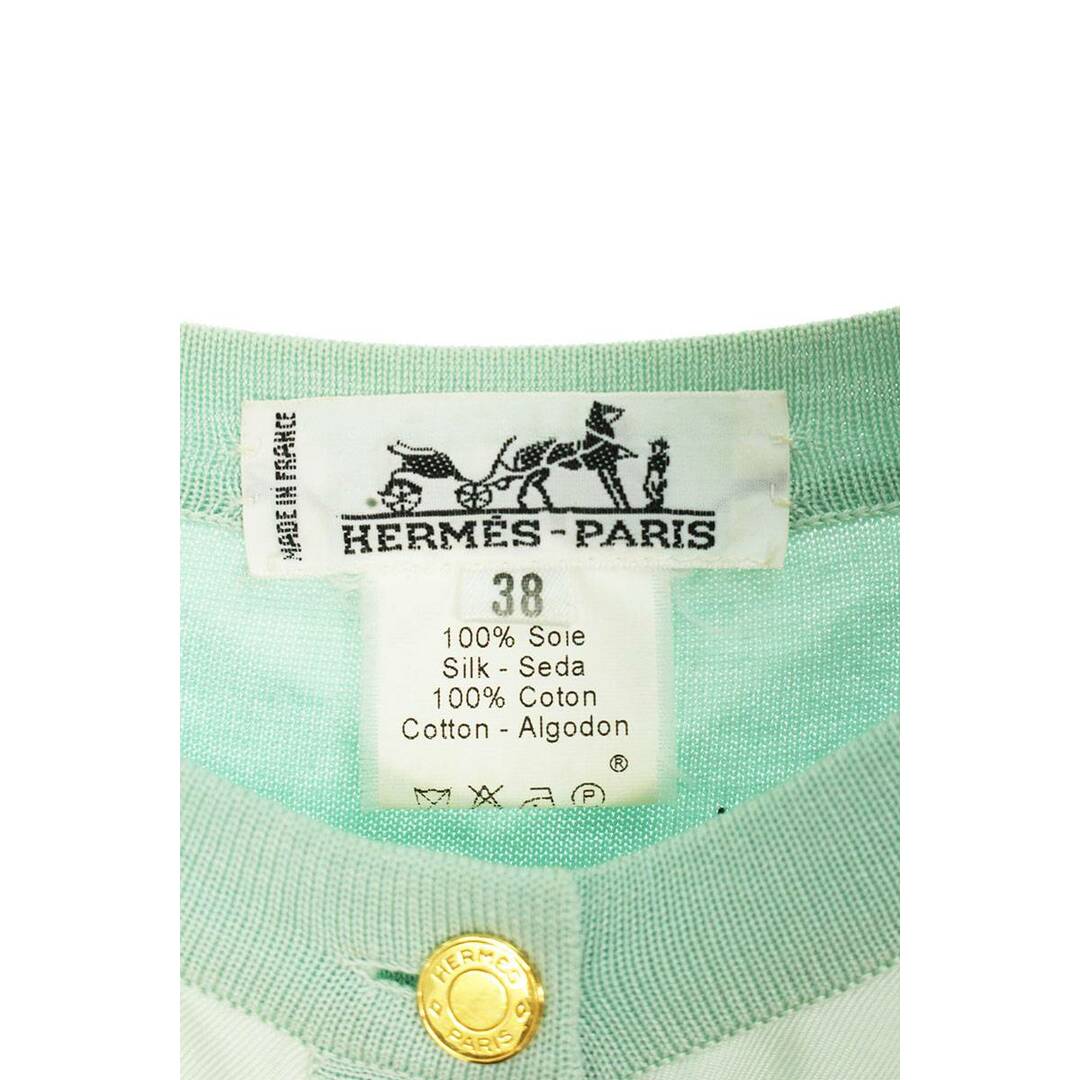 Hermes(エルメス)のエルメス セリエボタンシルクスカーフ切替ニットカーディガン  レディース 38 レディースのトップス(カーディガン)の商品写真
