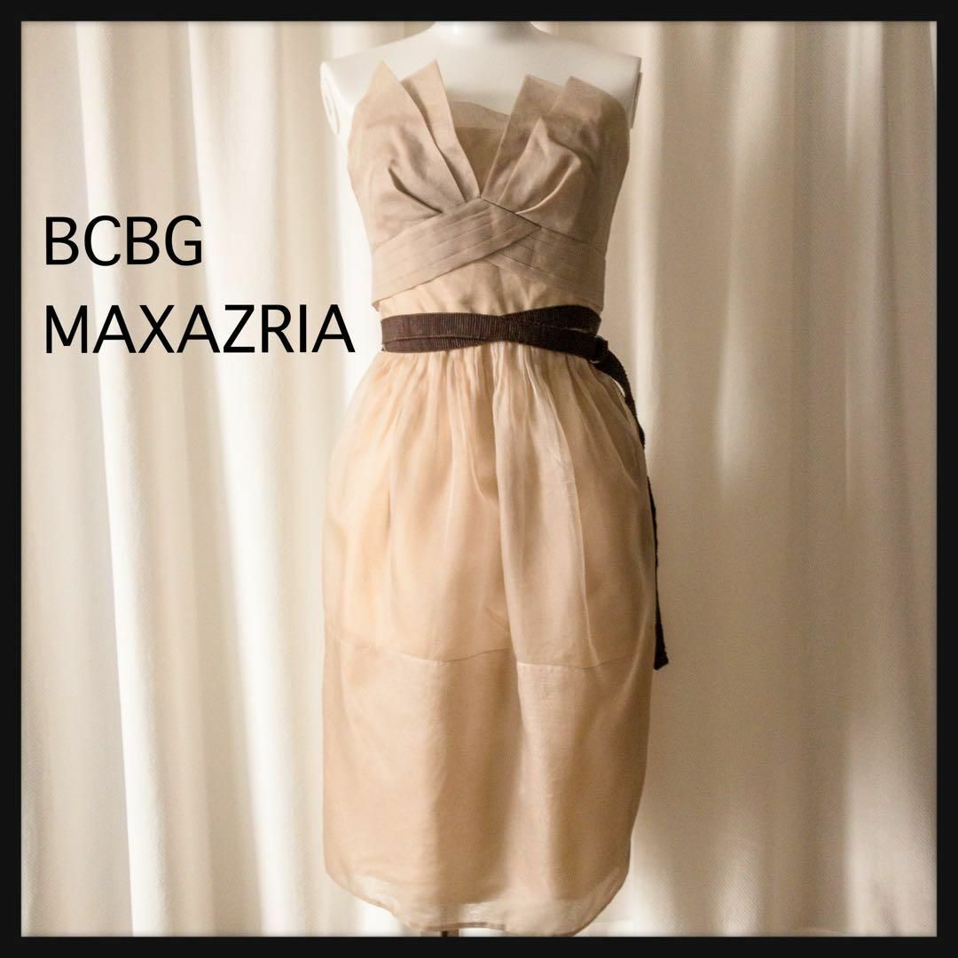 ☆新品☆BCBGMAXAZRIA シルク シフォンドレス ベアトップ