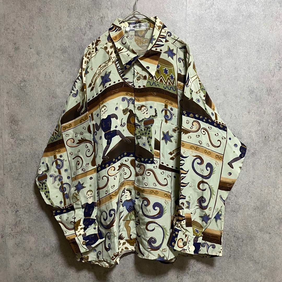 90S vintage 長袖 柄シャツ キュプラ メンズLL 個性派 B4 ... 90S vintage 長袖 柄シャツ メンズLL 個性派 奇抜 B4