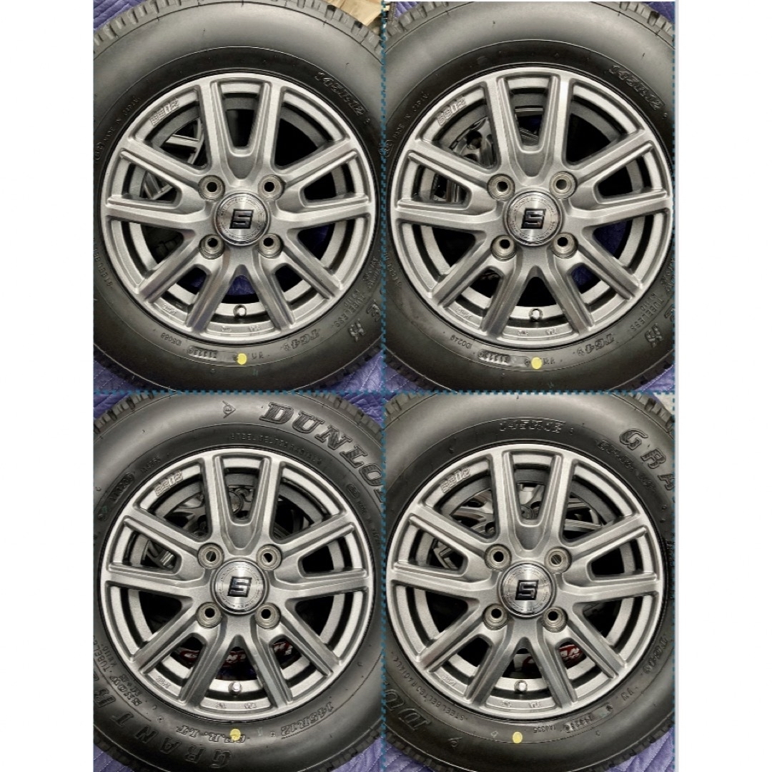 DUNLOP - 51軽トラ箱バン用145R126PR新品タイヤ4本と中古美品ホイール