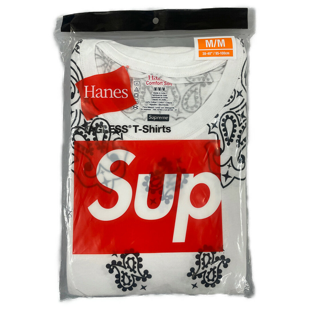 Tシャツ/カットソー(半袖/袖なし)SUPREME シュプリーム ×Hanes ヘインズ Bandana Tagless Tees (2 Pack) バンダナ 半袖Ｔシャツ ホワイト サイズM 正規品 / 31198