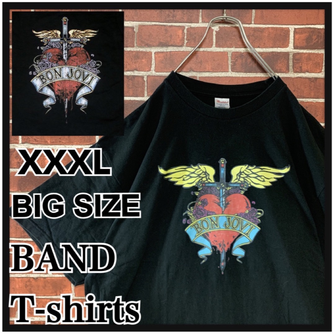 MUSIC TEE(ミュージックティー)の【希少】BON JOVI ボンジョビ　ビッグサイズ　4L バンドTシャツ 古着 メンズのトップス(Tシャツ/カットソー(半袖/袖なし))の商品写真